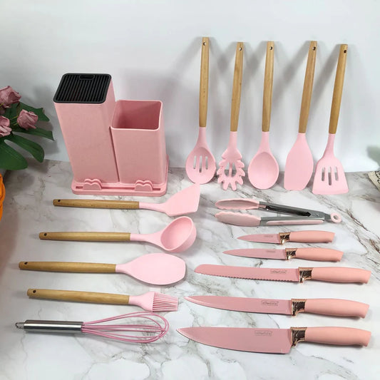 19PCS Kitchen Set – A complete utensil and knife toolkit with elegant design and everyday functionality.
