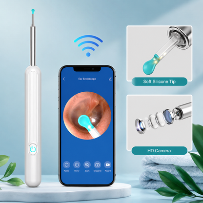 Smart Earwax Removal Camera Kit with HD visual ear cleaner and WiFi smartphone connection